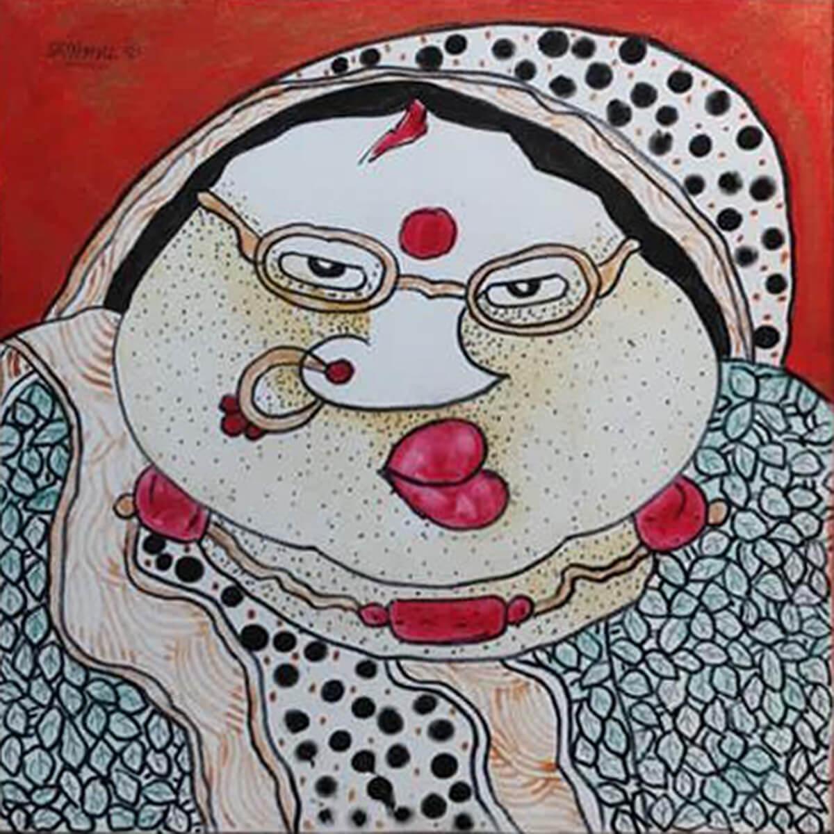 Bawa Biwi, Acrylic on Canvas (Set of 2) by Contemporary Artist 