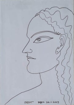 Lady, Figurative, Pen & Ink on Paper by Modern Artist "In Stock"