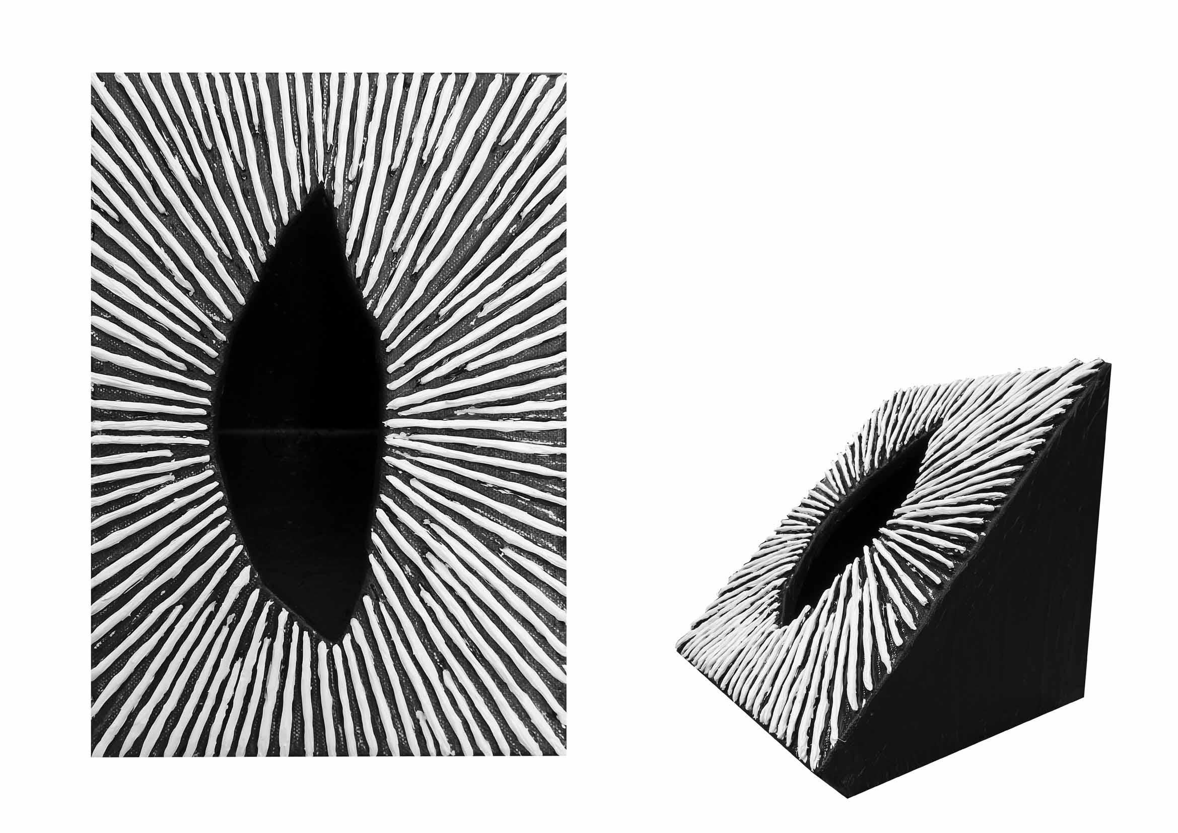 Abstract Painting de Sandesh Khule - Sin título-122, Acrílico sobre lienzo, Blanco y Negro por Artista Contemporáneo "En Stock"