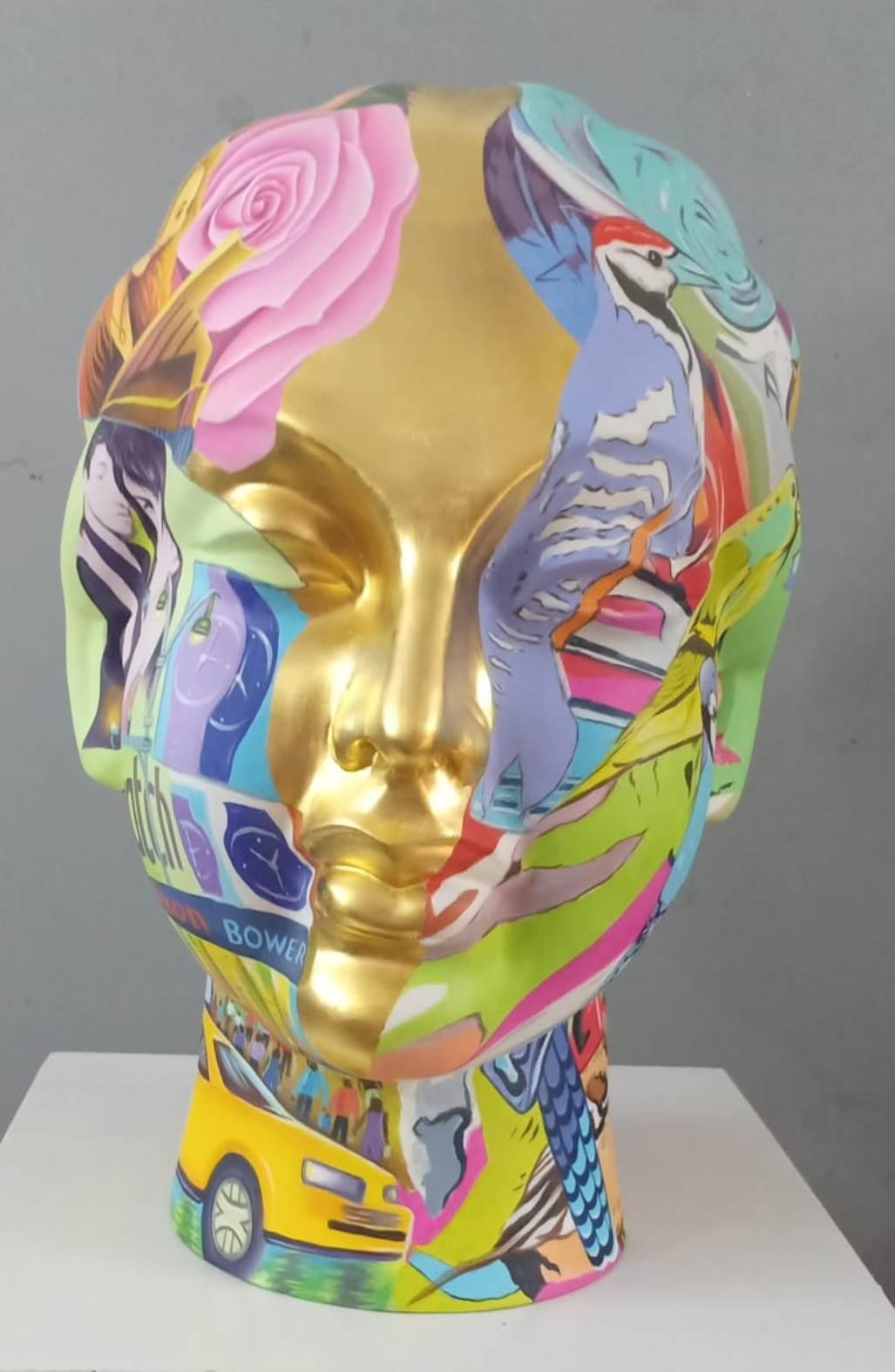 Head, Paint on Fiber by Contemporary Indian Artist 