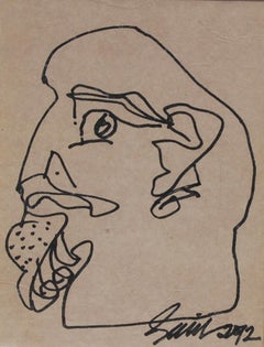 Head Series, Pen & Ink on Paper (Set of 2) by Modern Indian Artist "In Stock"