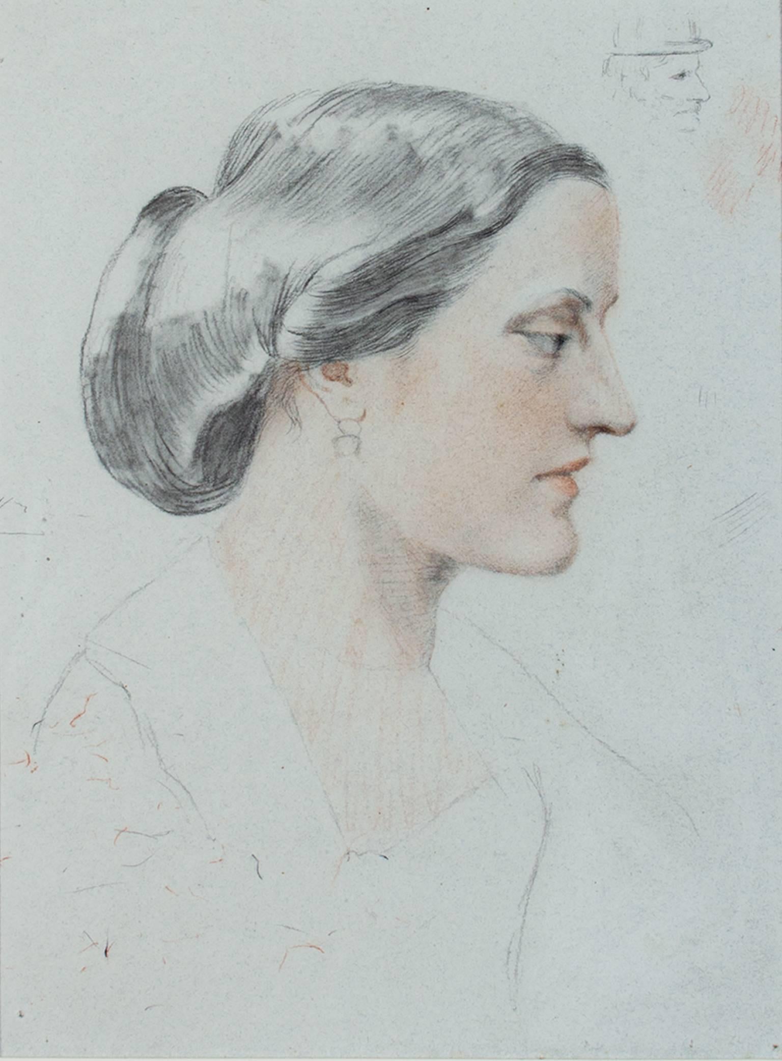 « Lady Mary Stanhope », portrait au crayon et au pastel de Constance de Rothschild