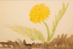 ""Gelbe Blume", Original Aquarell-Signatur mit Stempel von Sylvia Spicuzza