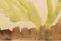 "Yellow Flower, " Original Watercolor stamped signature by Sylvia Spicuzza