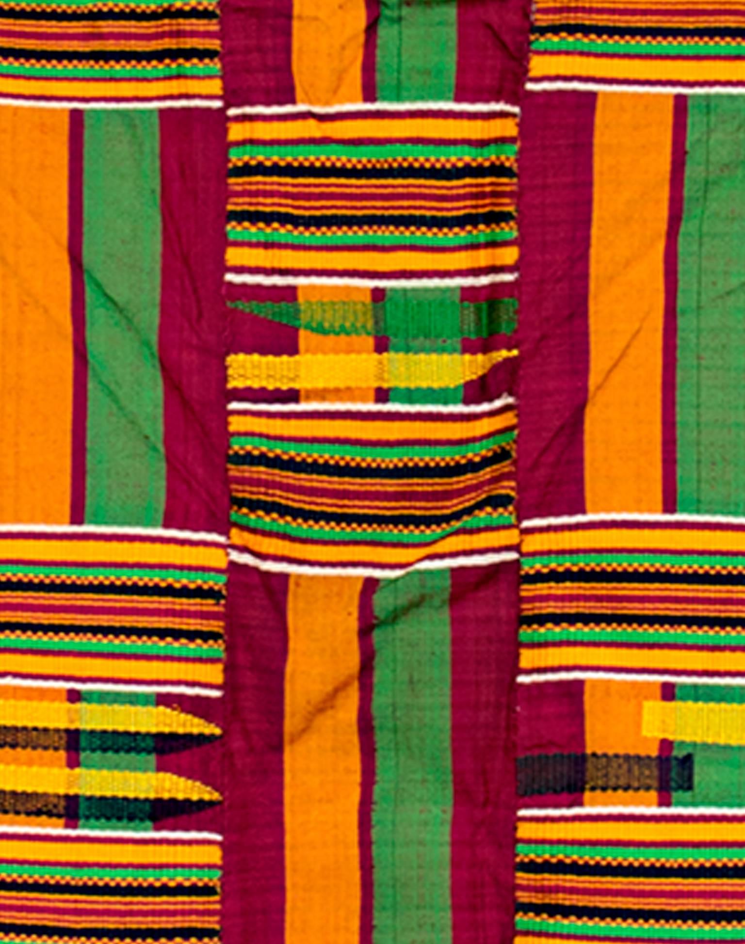 «ente Cloth Ashanti Tribe, Ghana », tissage de soie et de coton créé vers 1970 - Artisanat Art par Unknown