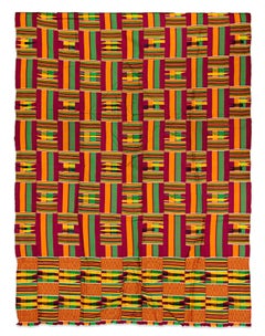 "Tela Kente Tribu Ashanti, Ghana, " Tejido de seda y algodón creado hacia 1970