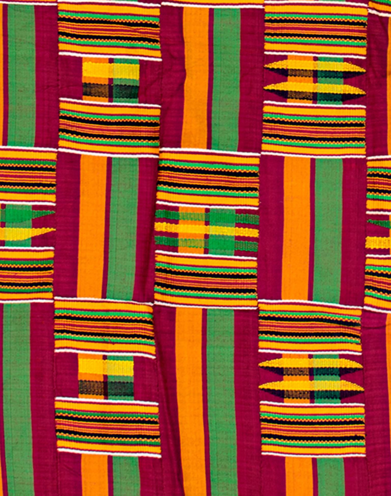 „Kente-Stoff Ashanti-Stamme, Ghana“, Seiden- und Baumwollweberei, um 1970 im Angebot 1