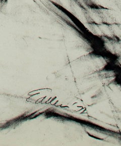 "Nude, with Foot on Chair, " Original Charcoal Drawing signed by Estherly Allen