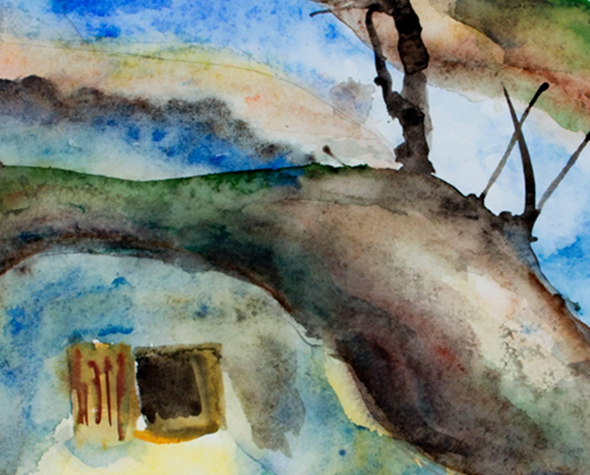 „Haus in Deutschland“, Original, mehrfarbiges Aquarell, signiert von Olga Ulmann im Angebot 1