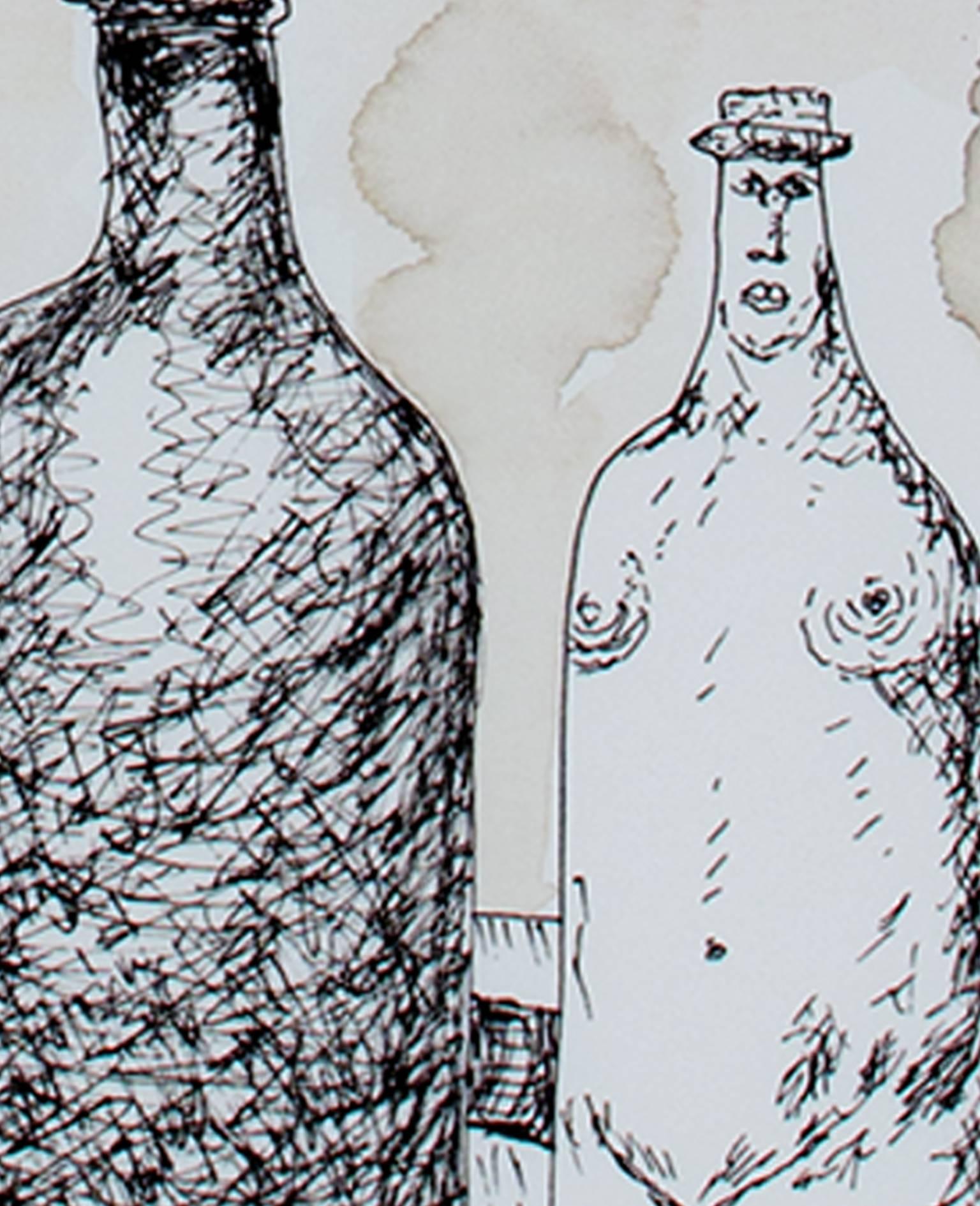 „After Rene Magritte with Lips“, Aquarell und Tinte, signiert von David Barnett im Angebot 3