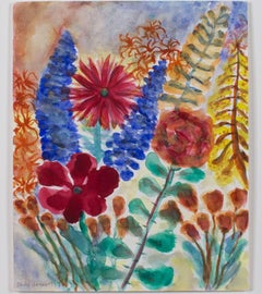 „Erster Frühlingstag“, Original-Aquarell mit Blumen, signiert von David Barnett