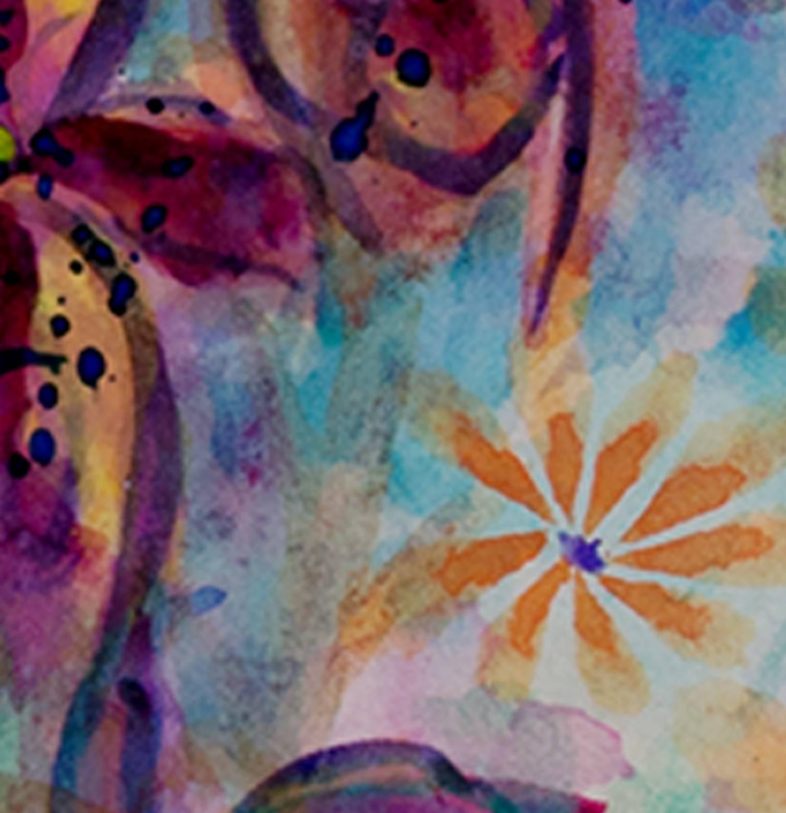 « Tropical Luminous Flowers-Homage to Martin Johnson Heade, Luminist » - Gris Landscape Art par David Barnett