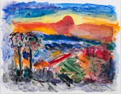 "Spring Green Variation III, " Mixed Media Watercolor signed by David Barnett
