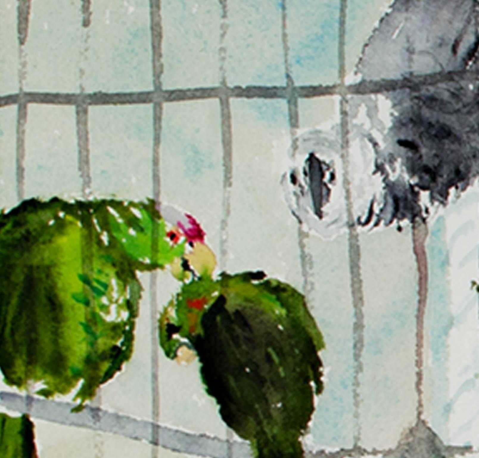 « Perroquets », aquarelle originale signée par Alicia Czechowski en vente 2