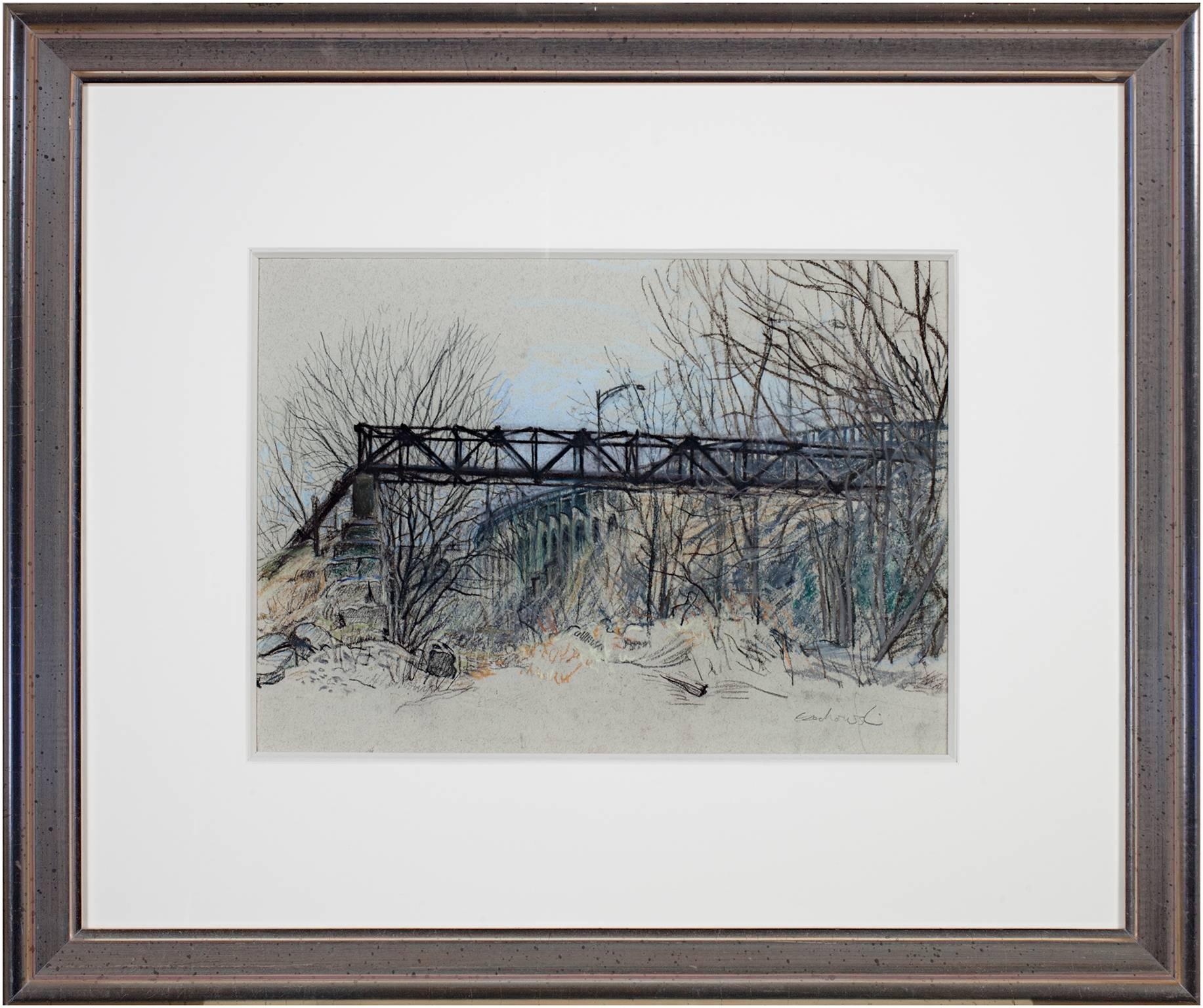 Pastel « Run-off Pipe, Million Dollar Bridge », signé au crayon par Alicia Czechowski en vente 5