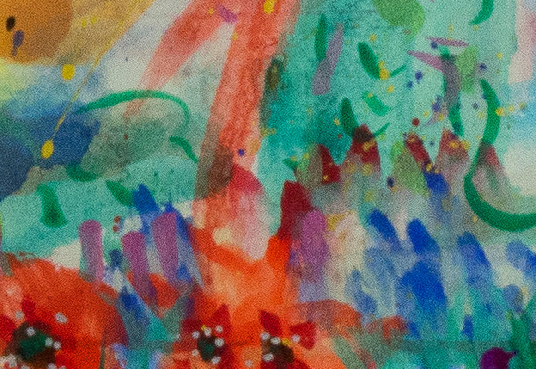 « Abstract with Grass and Poppies II, », paysage en techniques mixtes de David Barnett en vente 2