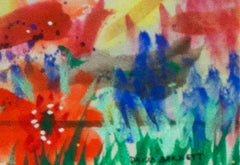 "Abstract with Grass and Poppies II, " Mixed Media Landscape by David Barnett