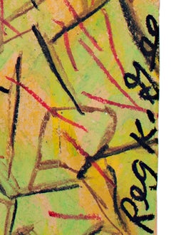 "Destiny Bridge, " Oil Pastel on Grocery Bag signed by Reginald K. Gee