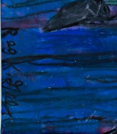 "Arriving to Island, " Oil Pastel on Grocery Bag signed by Reginald K. Gee