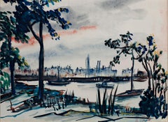 "Milwaukee Harbor," Original Watercolor Seascape signed by Joseph Ferrara