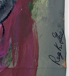 "Festive Mode", pastello a olio e acrilico su busta della spesa firmato da Reginald K. Gee