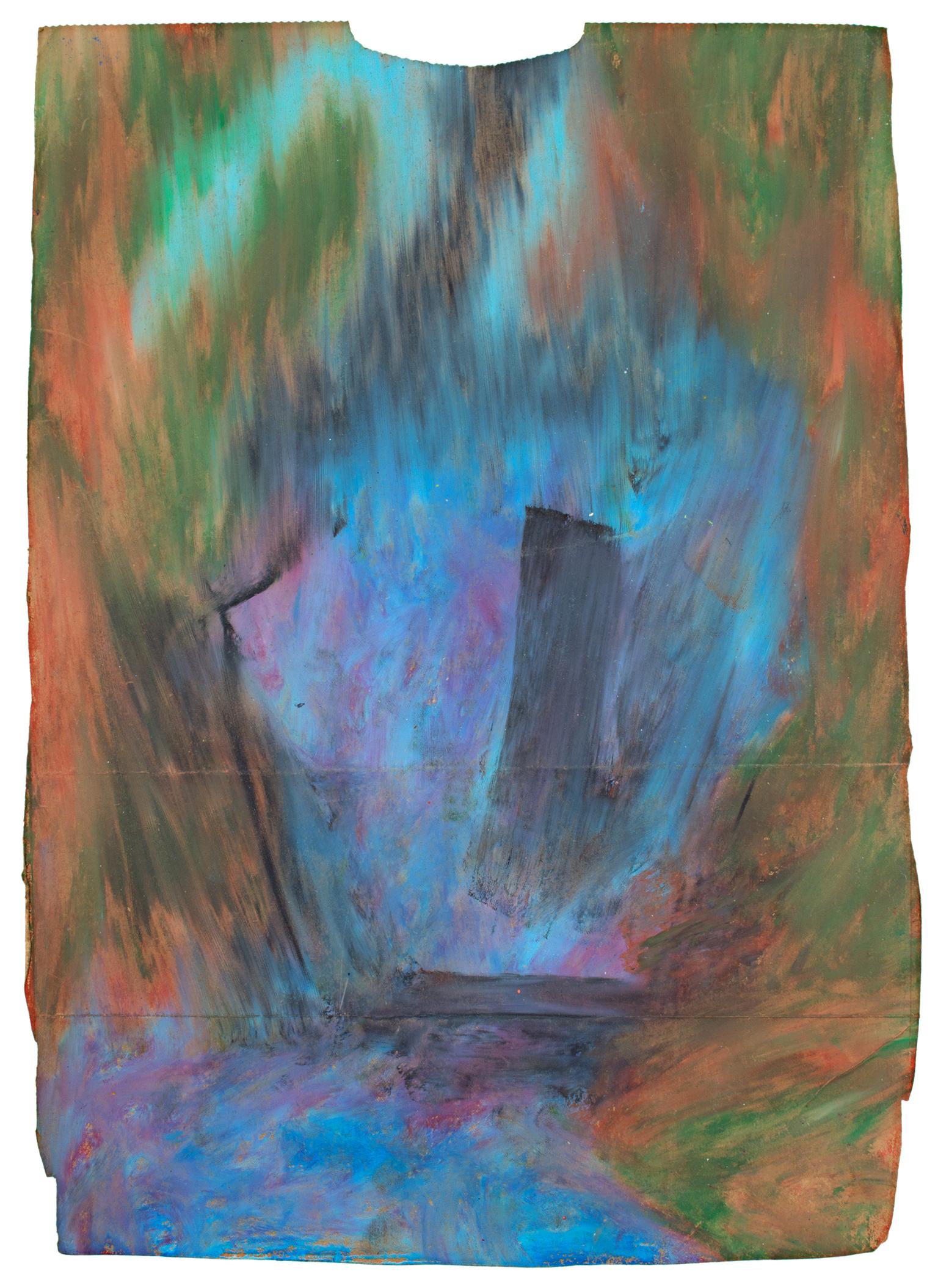 « Axtion », peinture abstraite à l'huile sur sac de cuisine signée par Reginald K. Gee