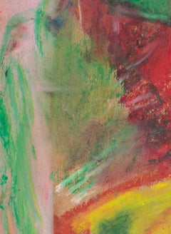 "Abstracto confuso", Pastel al óleo sobre bolsa de la compra firmado en el reverso por Reginald K. Gee