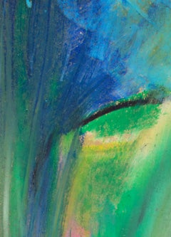 "Retrato de habitantes de la ciudad", Pastel al óleo sobre bolsa de la compra firmado por Reginald K. Gee