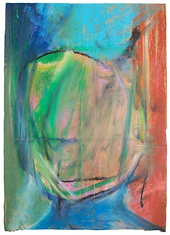 "Retrato de habitantes de la ciudad", Pastel al óleo sobre bolsa de la compra firmado por Reginald K. Gee