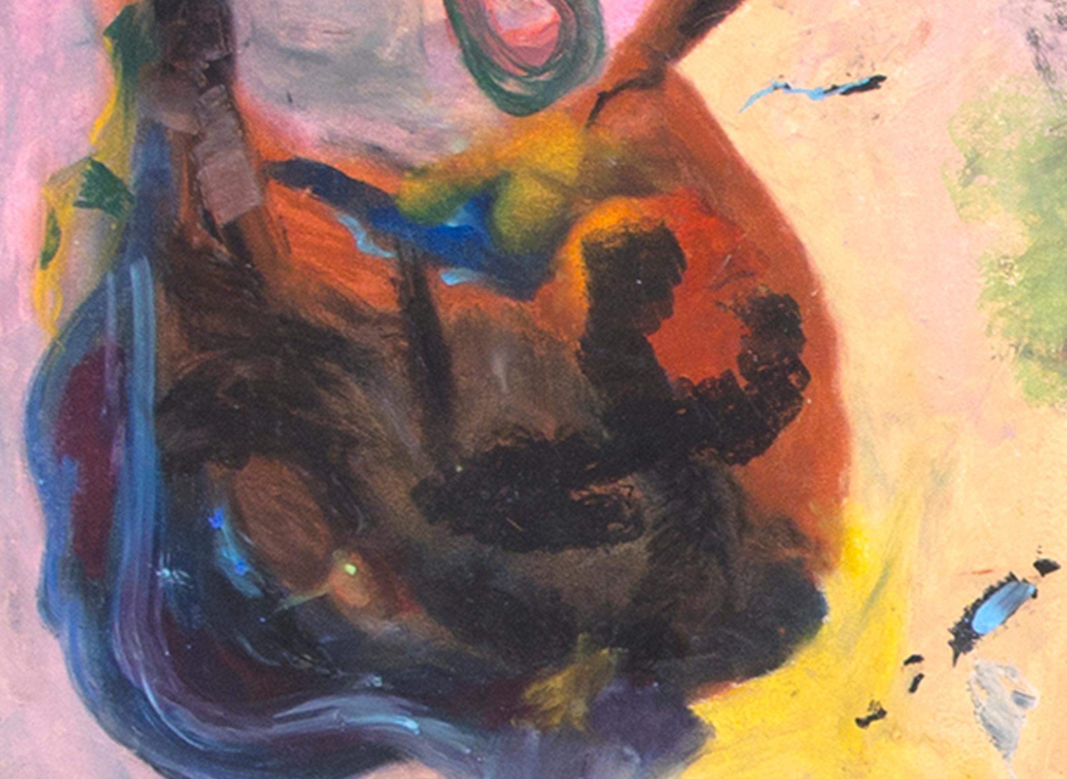 « Destruction of the Apple Juice Pool », pastel à l'huile signé par Reginald K. Gee en vente 3