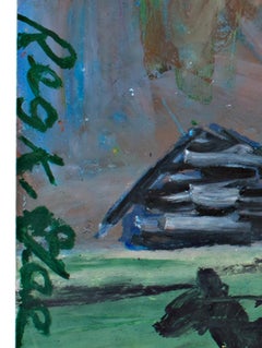 "Farmer, " Pastel on Paper Abstract Landscape signed by Reginald K. Gee