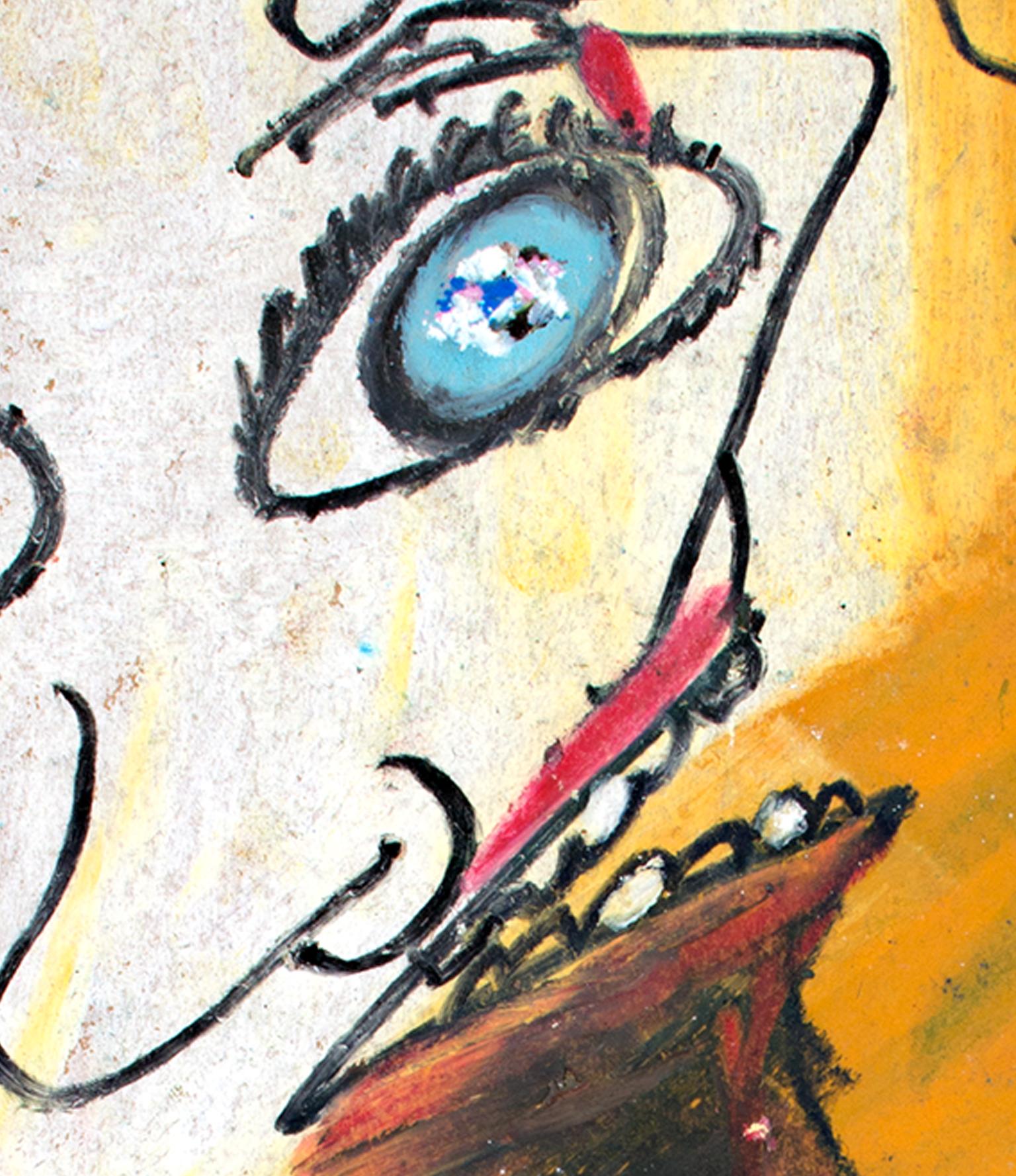 « Double Opinion », portrait à l'huile au pastel sur sac de cuisine signé par Reginald K. Gee en vente 3