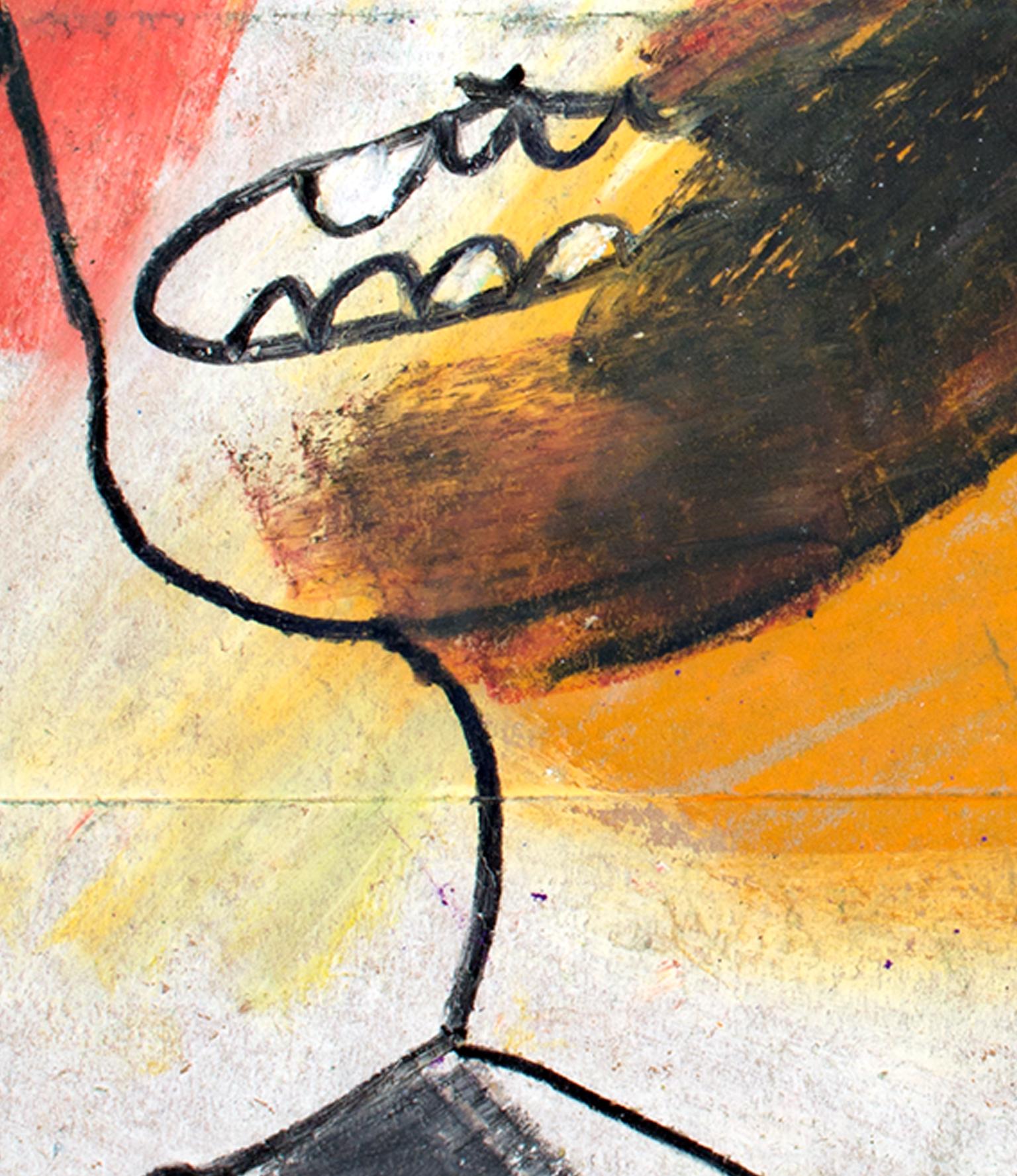 « Double Opinion », portrait à l'huile au pastel sur sac de cuisine signé par Reginald K. Gee en vente 4