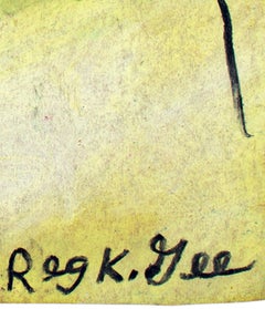 "Corey, " Original Oil Pastel on Grocery Bag signed by Reginald K. Gee