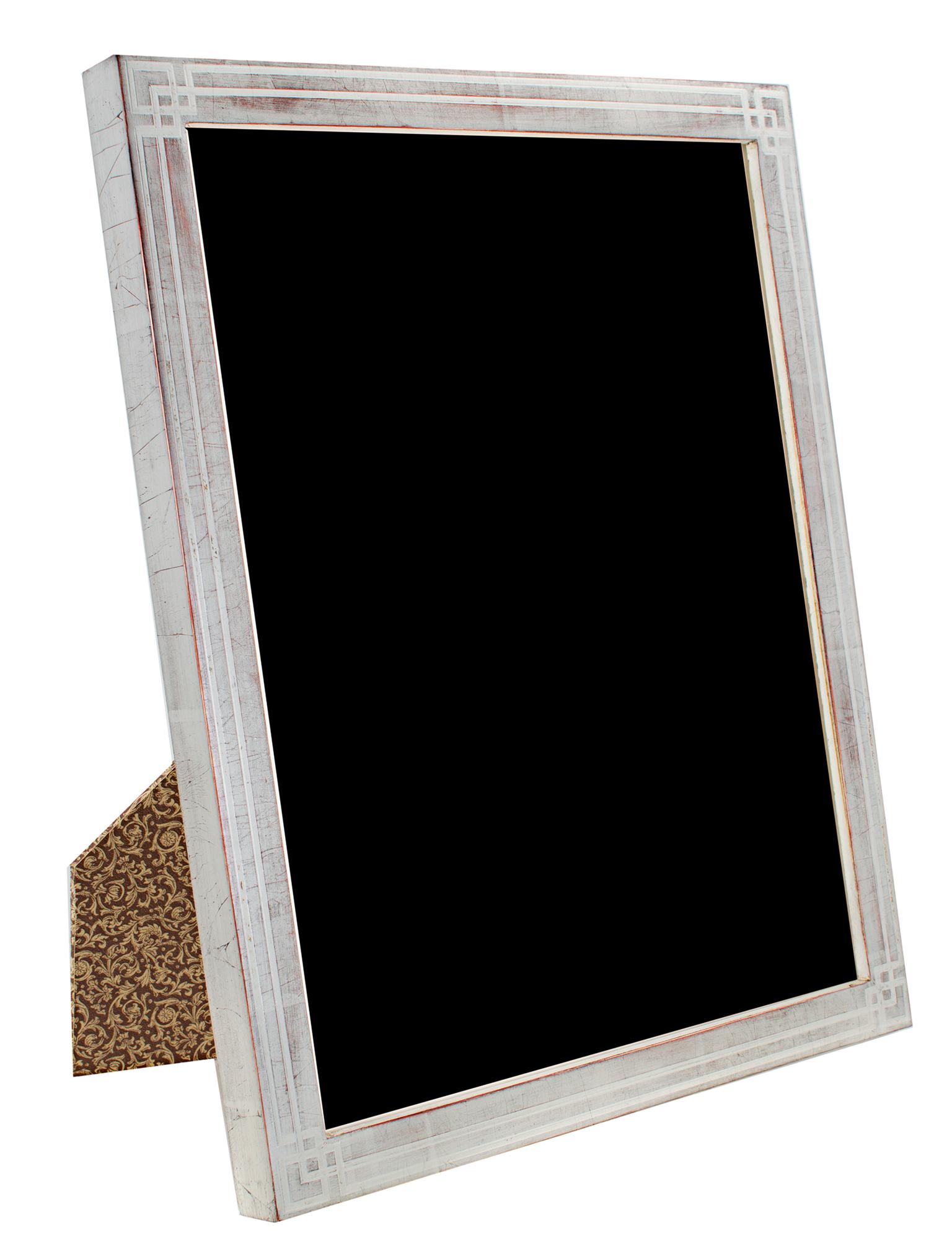 "Handmade 12K Photo Frame, " White Gold Leaf Wood 8 x 10 in Frame   - Art by Unknown