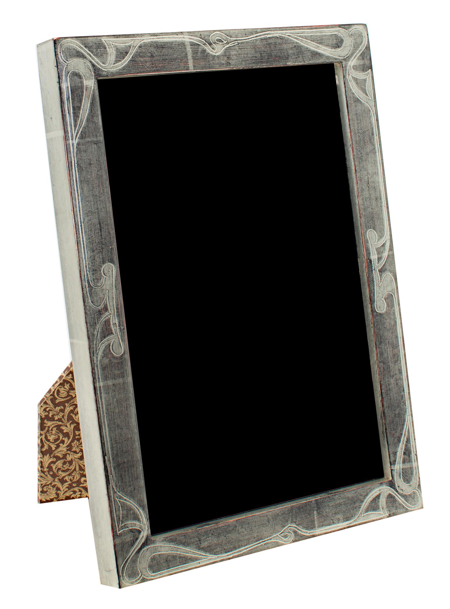 "Handmade 12K White Gold Leaf Photo Frame, " Wood 5 x 7 in created in Romania - Art by Unknown