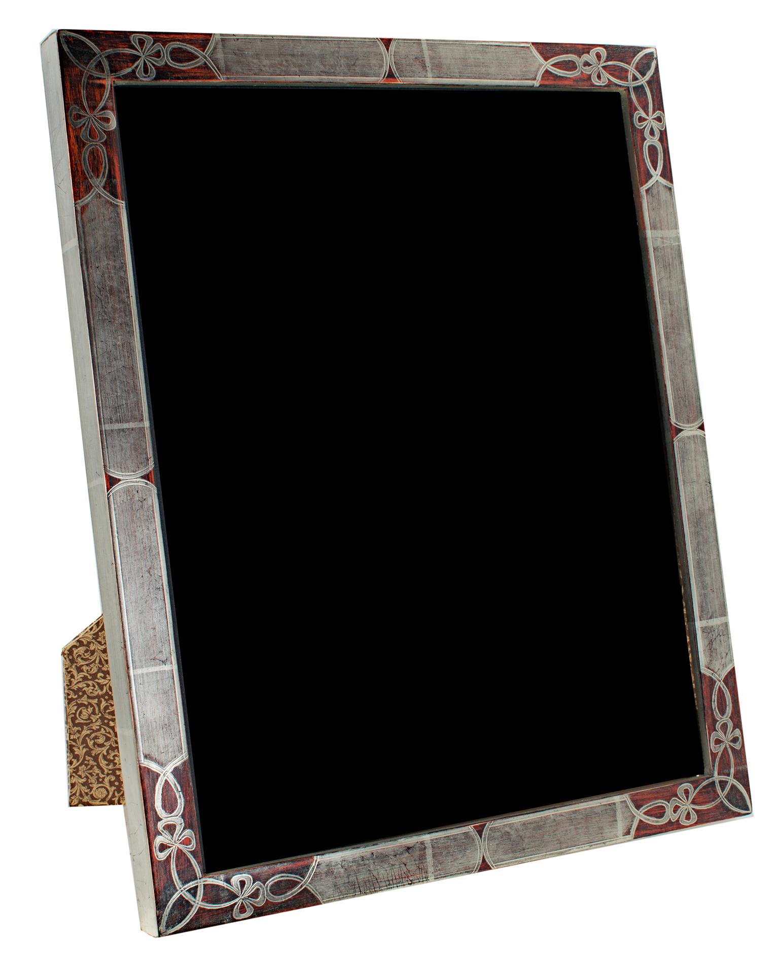 "Romanian Handmade Photo Frame, " 12K White Gold Leaf & Wood 8 x 10 in Frame - Art by Unknown