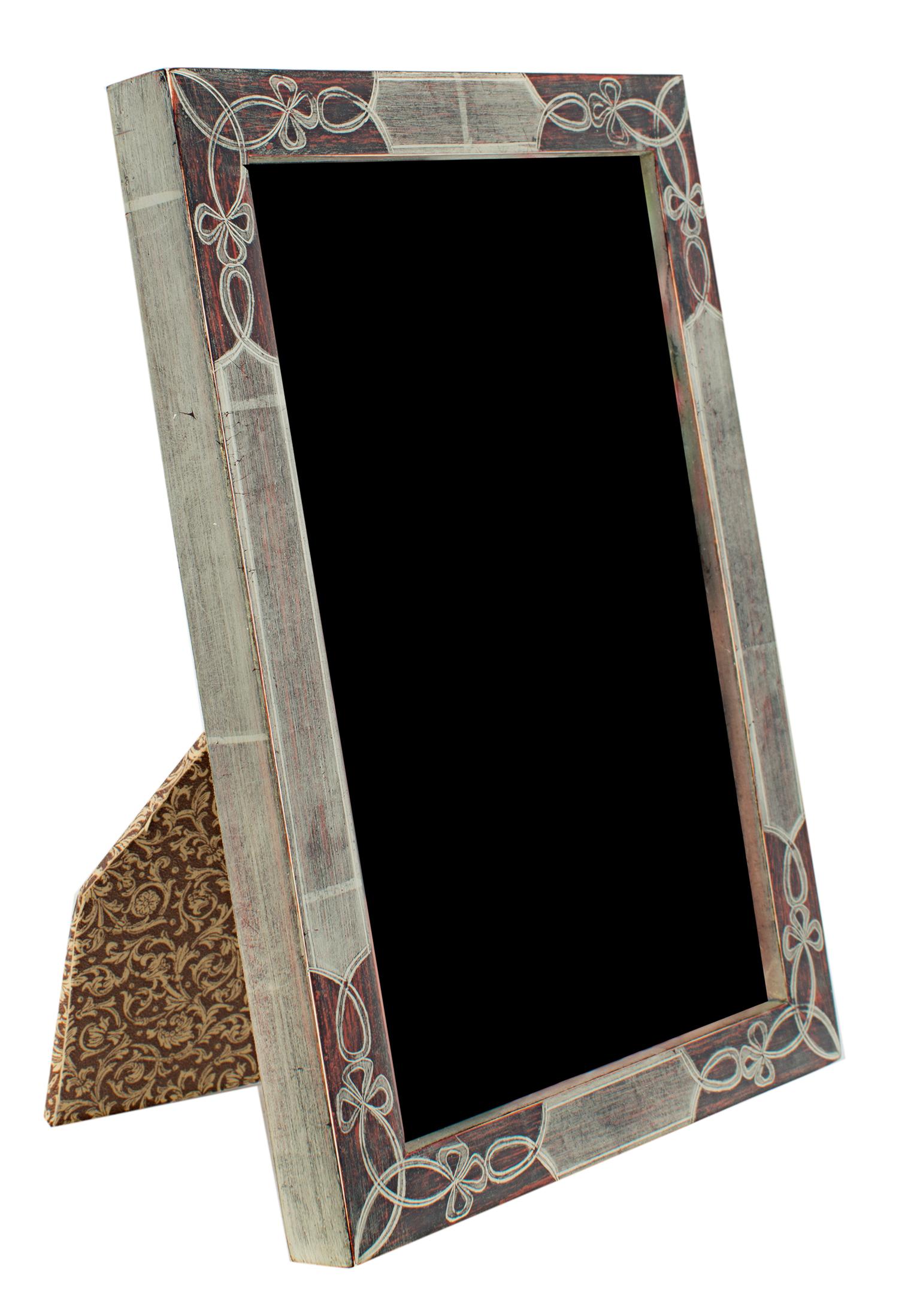 "Handmade 12K White Gold Leaf Photo Frame, " Wood 4 x 6 in created in Romania - Art by Unknown