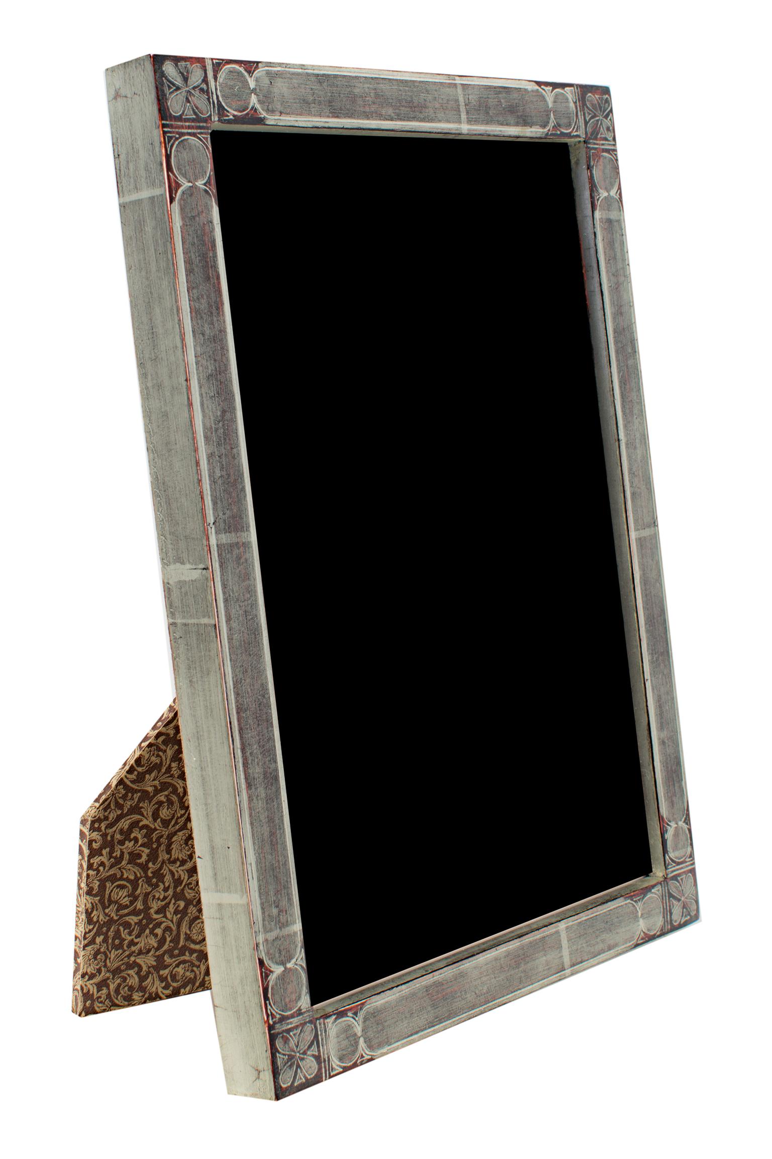 "Romanian Handmade Photo Frame, " 12K White Gold Leaf & Wood 5 x 7 Frame - Art by Unknown