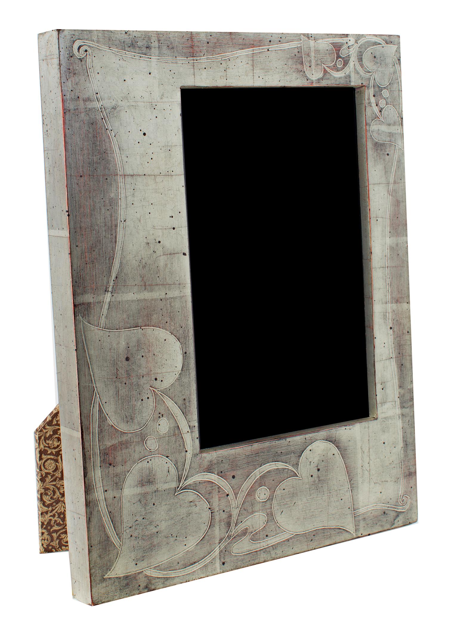 "Handmade 12K White Gold Leaf Photo Frame, " Wood 4x6 in made by Romania