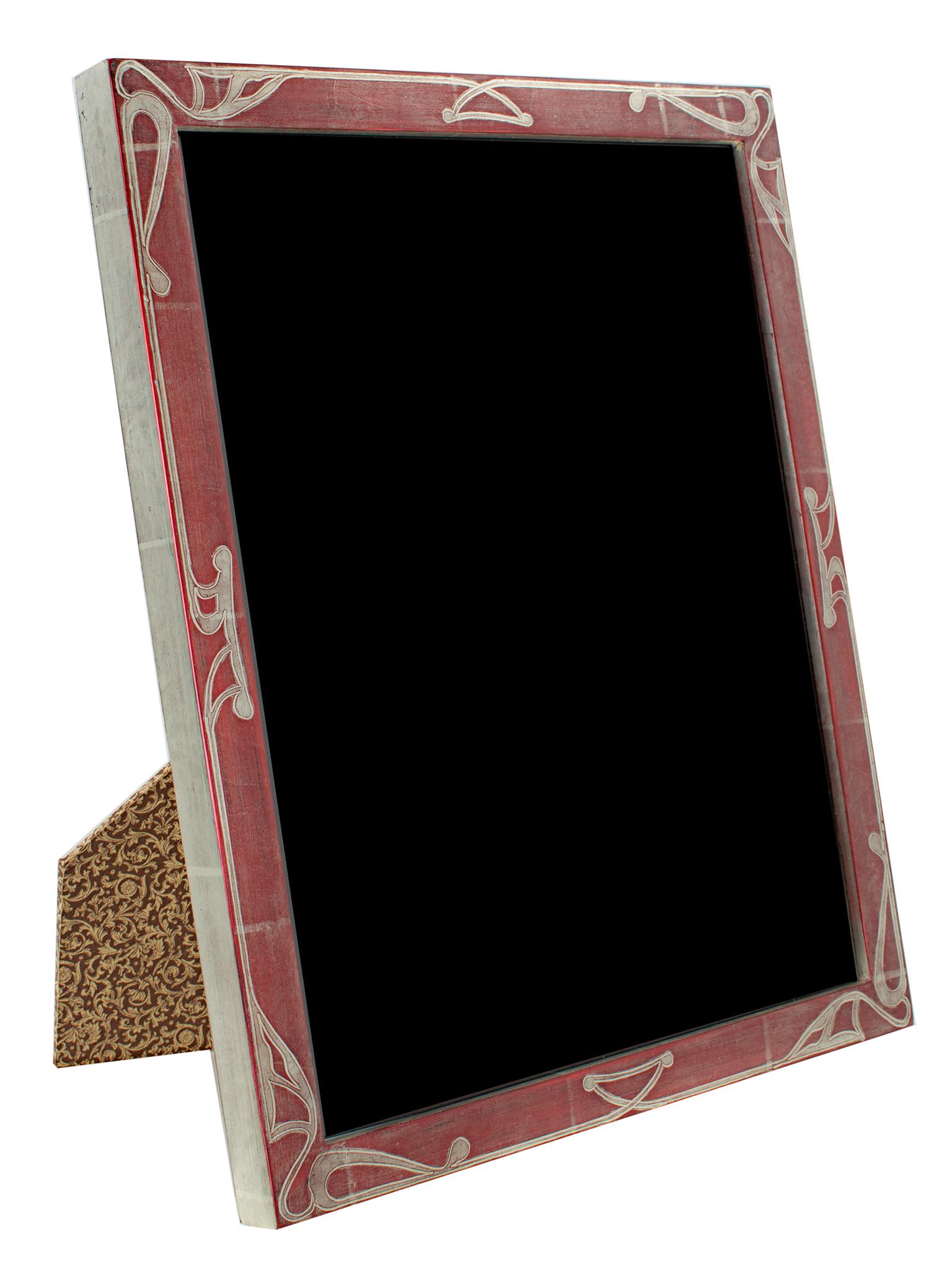 "Handmade 12K White Gold Leaf Photo Frame, " Wood 8 x 10 in created in Romania - Art by Unknown