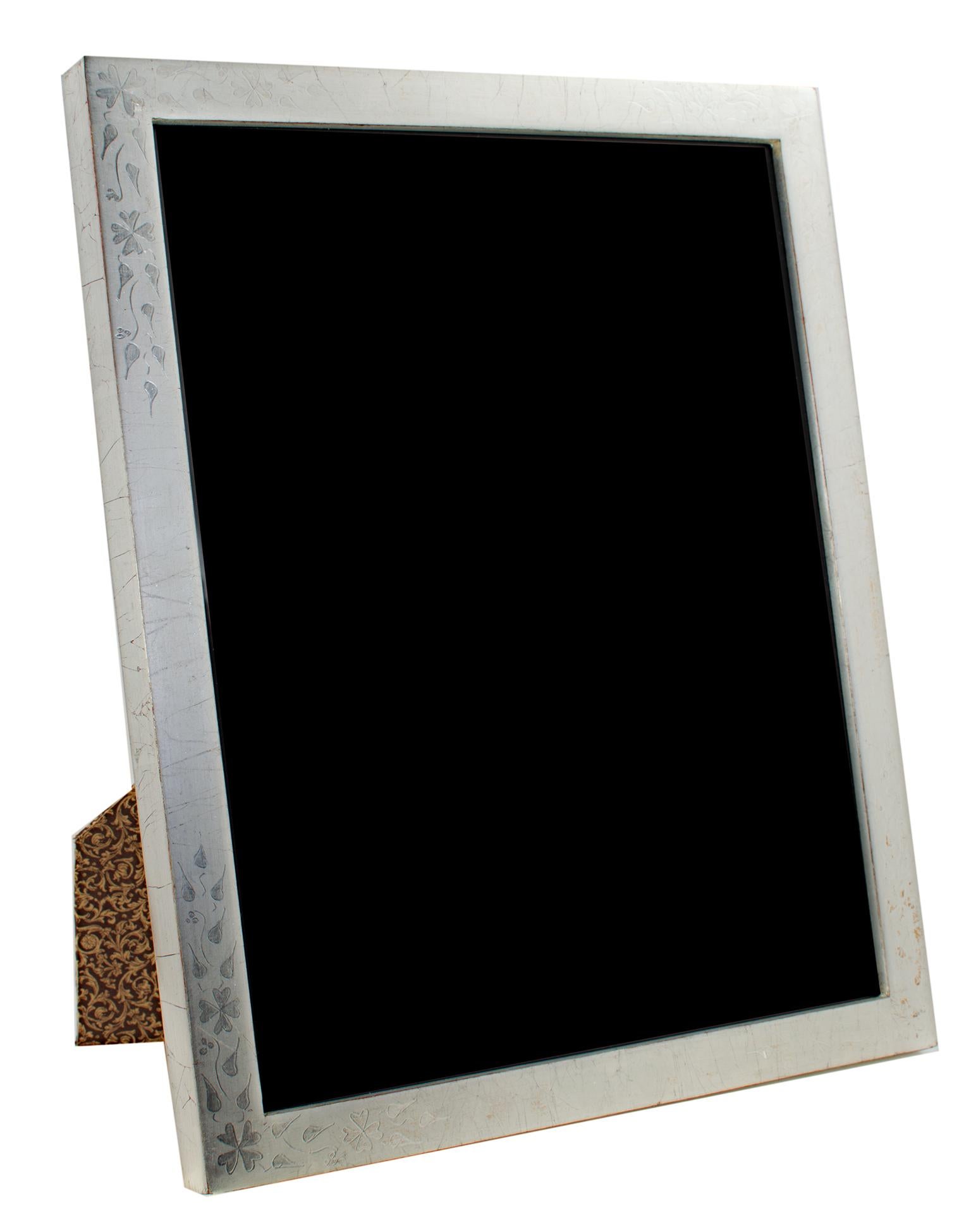 "Handmade 12K White Gold Leaf Photo Frame, " Wood 8 x 10 in created in Romania - Art by Unknown