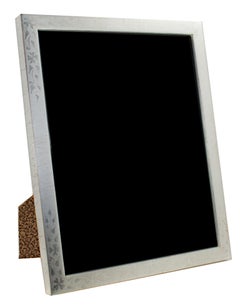 "Handmade 12K White Gold Leaf Photo Frame, " Wood 8 x 10 in created in Romania