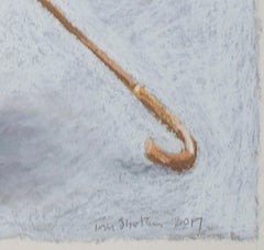 Disegno contemporaneo pastello realismo ombrelli simmetrici rosso firmato