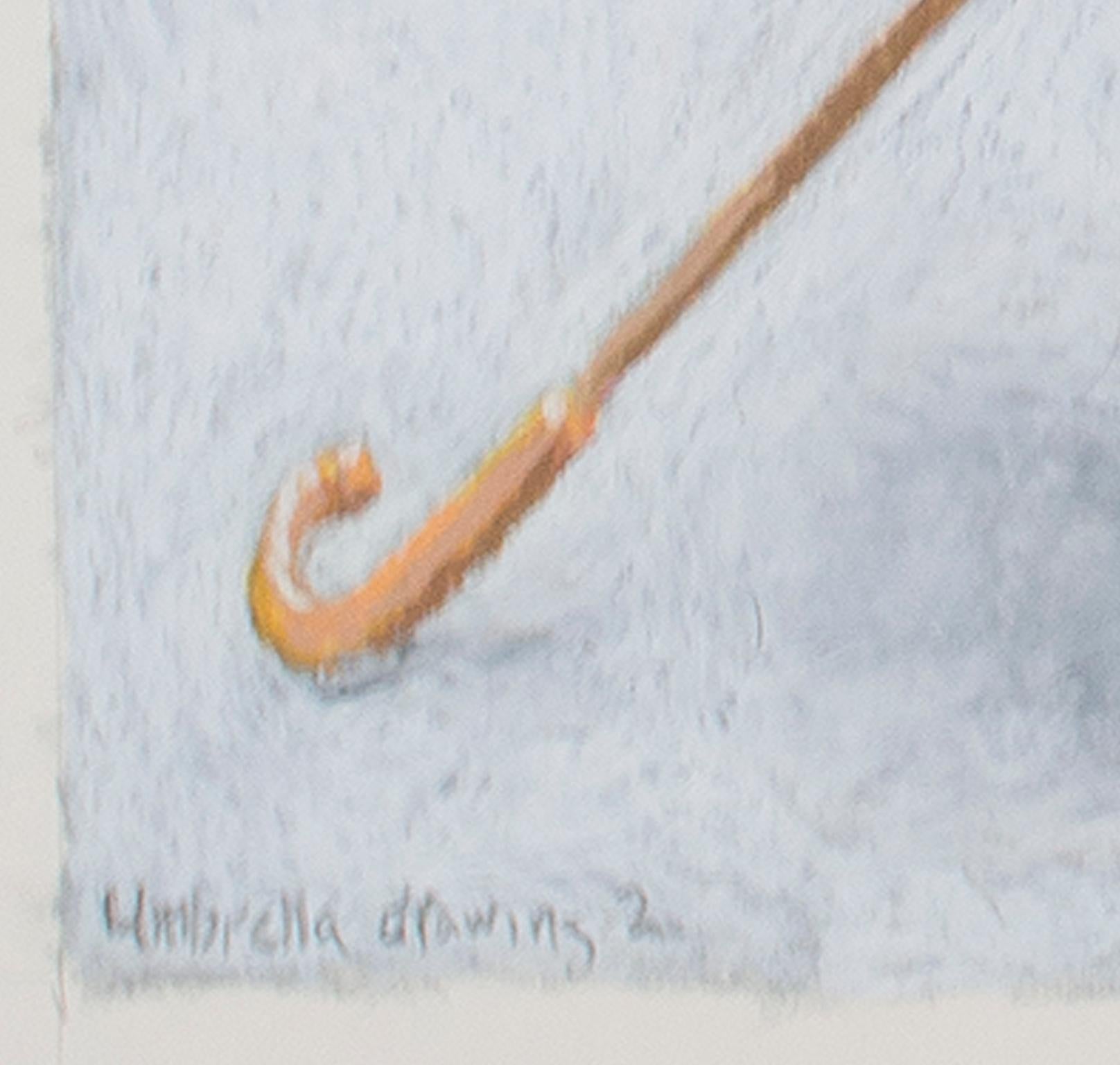 Disegno contemporaneo pastello realismo ombrelli simmetrici rosso firmato - Art Contemporaneo di Tom Shelton
