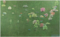 Vintage "48 Flowers," Colored Pencil on Paper Landscape with Trees signed by Tom Shelton