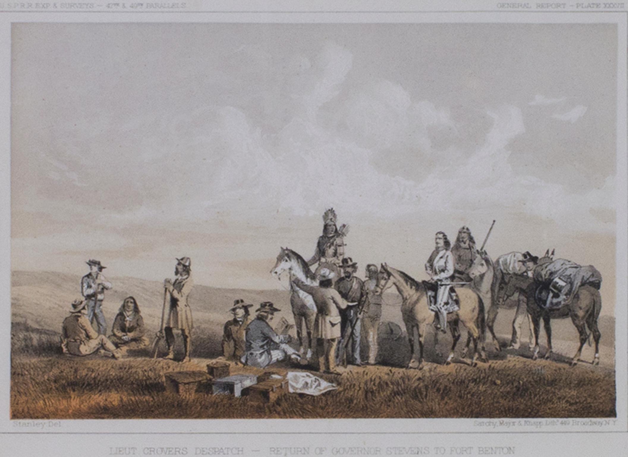 'Lieutenant Crovers Despatch – Return of Governor Stevens to Fort Benton' - Print by John Mix Stanley