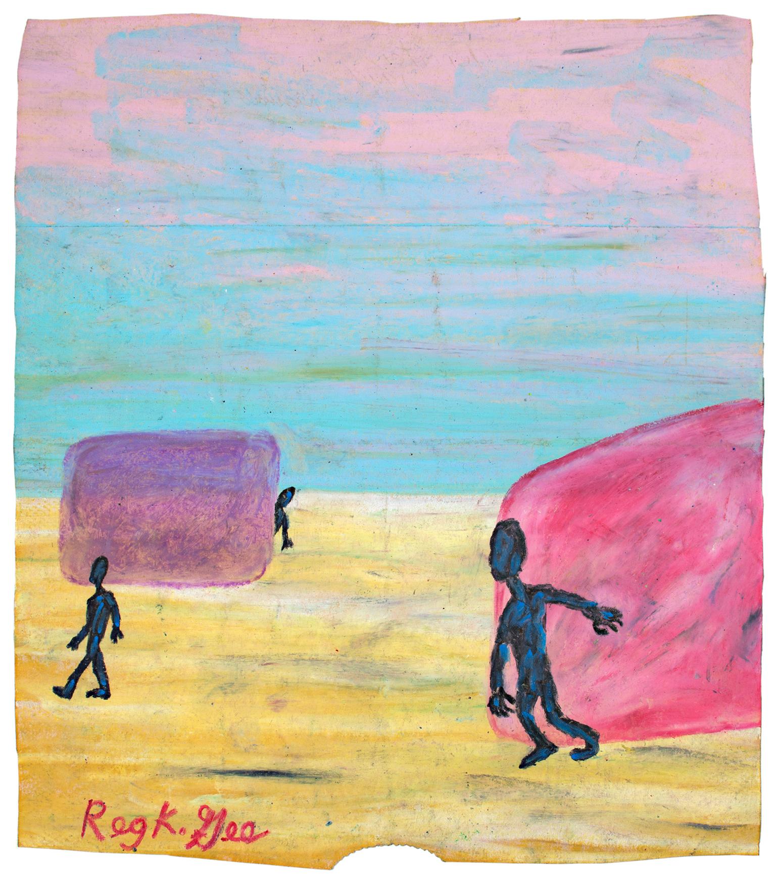 "Territorio", pastello a olio su borsa della spesa, firmato da Reginald K. Gee