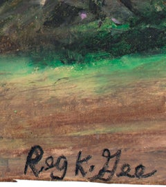 "Regione dei Nove Camminatori", pastello a olio su borsa della spesa di Reginald K. Gee