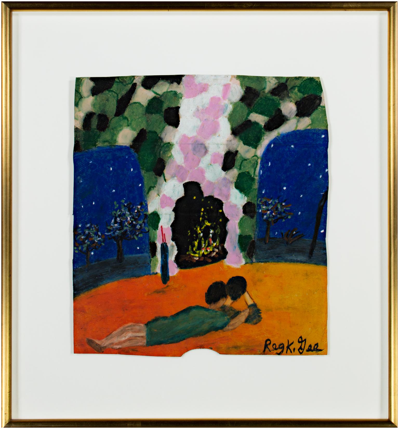 „Truth and Virtue's Room“, „ Oil Pastel on Grocery Bag“, signiert von Reginald K. Gee im Angebot 5